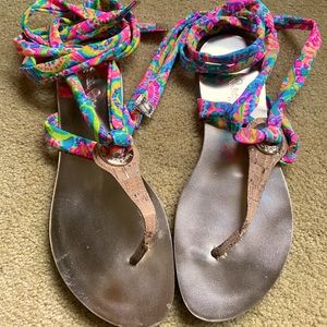 EUC Lilly Pulitzer Harbor bright wrap sandal #24766